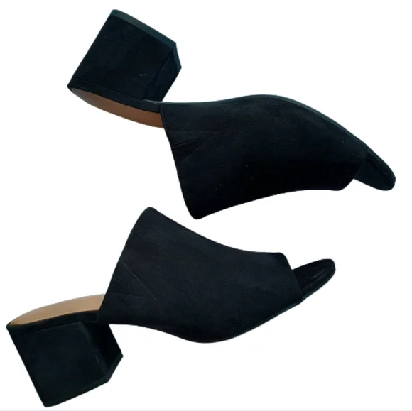 Christian Siriano NEW Black Faux Suede Slip On Heel Sandal Size 9 Open Toe - Picture 6 of 9